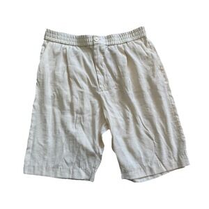 Zara Linen Blend Off White Pull On Bermuda Shorts Size XL